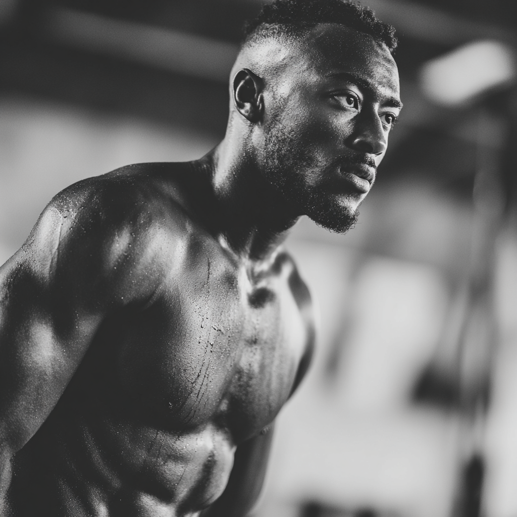 Focused athlete following structured training program with discipline and determination